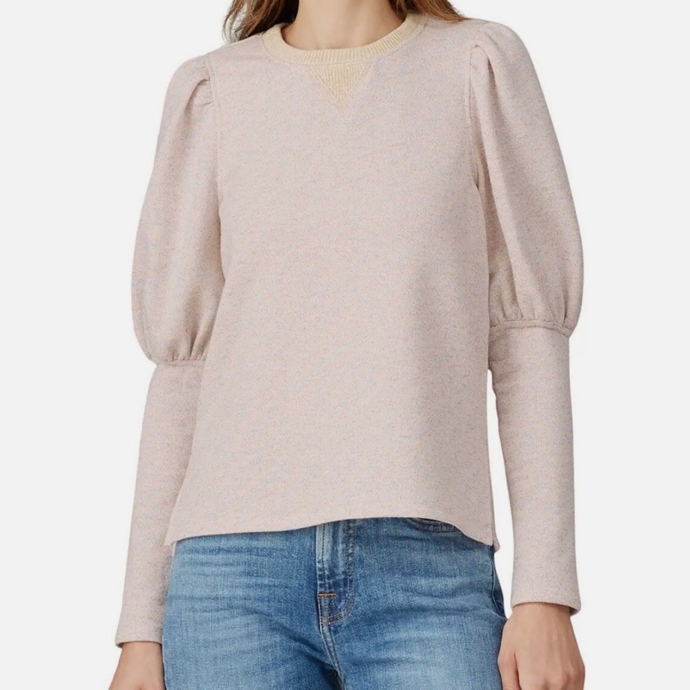 Saylor Metallic Rainbow Pink Puff Sleeve Addy Sweatshirt, Small